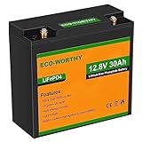 ECO-WORTHY LiFePO4 12V 30Ah Batterie mit BMS Schutz und 3000 Zyklen, Lithiumbatterie 12V für Wohnmobil,Solaranlage, Boot, Haushalt, Solarpanel Kit,Camping