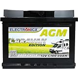 AGM Batterie 80Ah 12V Batterie für Wohnwagen, Solarbatterie Camping-Batterie, Mover Wohnmobil, Solar Akku Versorgungsbatterie 80 Ah Bootsbatterie AGM