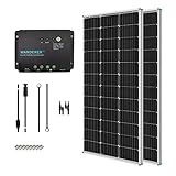 Renogy 12V 1kwh Solaranlage, Inselanlage Solar Set mit 200W 12V Monokristallin Solarmodul, 30A Solarladeregler Negativ-Erdung, Kabeln und Halterungen für Garten, Balkon, Camper, RV und Wohnmobil