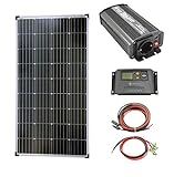 solartronics Komplettset 1x130 Watt Solarmodul 600 Watt Wandler Laderegler Photovoltaik Inselanlage