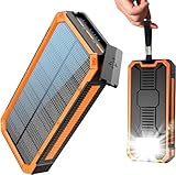 Solar Powerbank 20000 mAh PD20W Wasserdichtes Solar Ladegerät USB C Externer Akku Solarladegeräte mit Outputs Power Bank für Smartphones Tablets und mehr D2