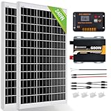 ECO-WORTHY 240W Solarmodul System Inselanlage netzunabhängiges Kit für Wohnmobil Camper: 2 Stücke 120W Solarmodul + 30A Laderegler + 600W Sinuswechselrichter